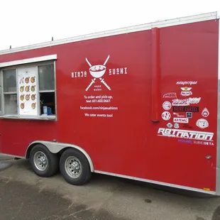 Outside of the food trailer.