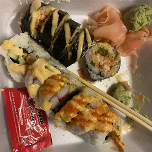 Spicy Cajun and spicy tuna rolls