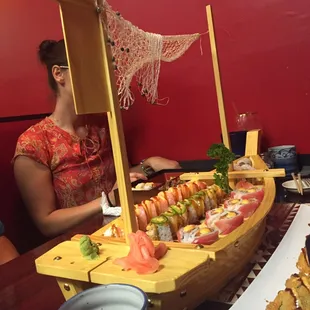 interior, sushi and sashimi