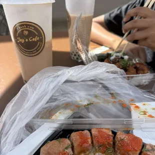 Sushi &amp; boba after our pedicures