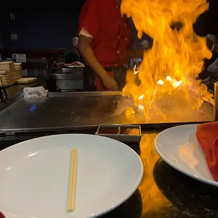 Nice fire at the hibachi grill