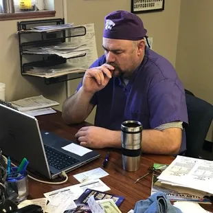 Dr Ron Keeler hard at work