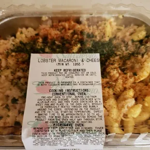 Good Lobster Mac and cheese. Again 2 meals for me.
