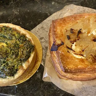 Spinach Quiche and Caramelized Onion &amp; Goat Cheese Croissant
