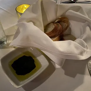 Complimentary bread with balsamic olive oil