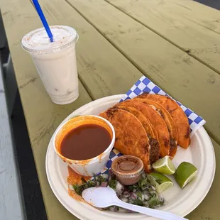  plate of food and a drink