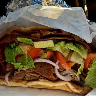 Gyro Pita with extra meat, Bomdiggity