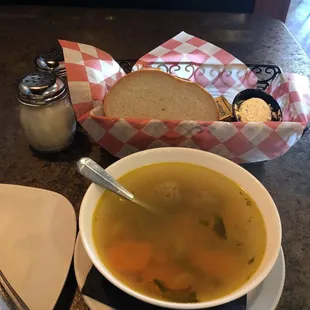 Wedding soup and bread and butter (which came with the entree)