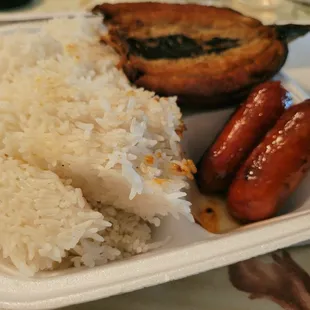Combo 2 (rice &amp; 2 entree) Longanisa and Bangus (Fried Milkfish) $7.69