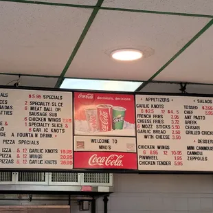 menus and prices