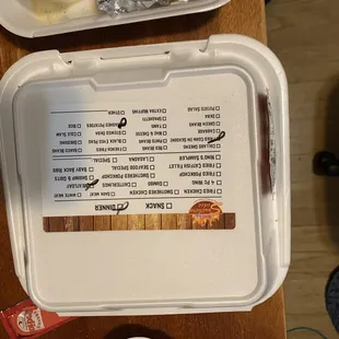 a box of food on a table