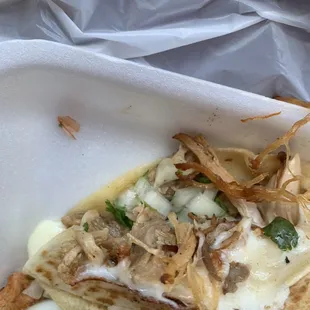 Inside pulled pork taco, YUM