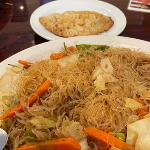 Pancit and an empanada