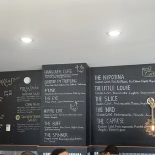 menus on a blackboard in a restaurant