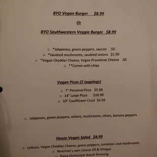menu