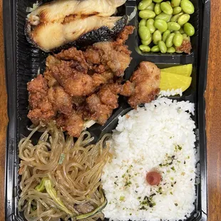 Butterfish, mochiko chicken and long rice $11 plus bento