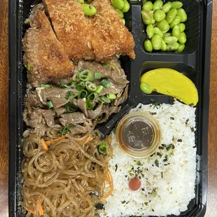 Katsu, Teri beef, Long rice bento $11 plus.