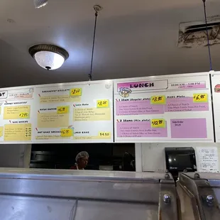 menus on the wall