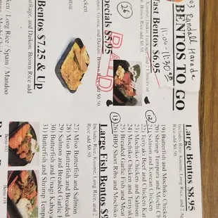 mini, Regular, or Large Bentos.