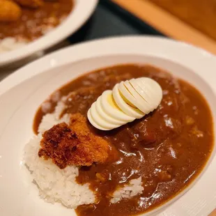 chicken katsu curry $15 +$2 sliced boiled egg