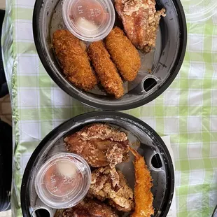 Chicken Karaage + shrimp  Oyster + chicken karaage