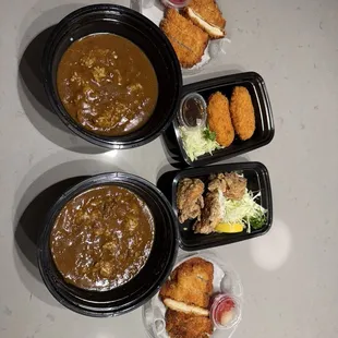 Curry, croquette, karaage chicken