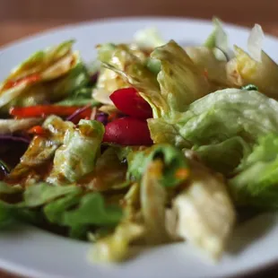 complementary salad with the bento set, with some kind of ginger vinegar dressing