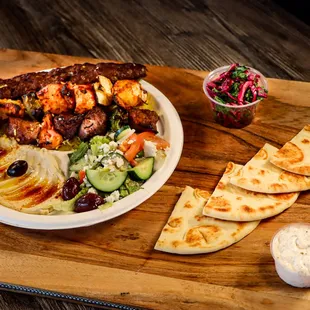 hummus, greek salad and w/rice Niro&apos;s House Mediterranean Kitchen 3617 E Southern Ave, Mesa, AZ 85206