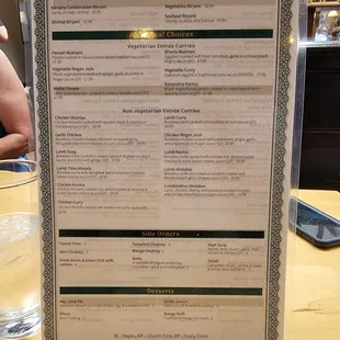 menu