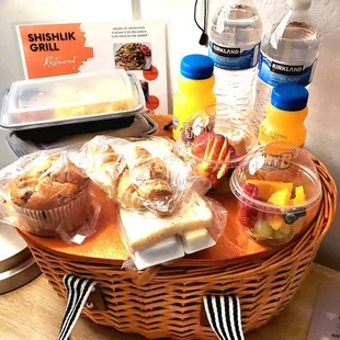 Delicious breakfast delivered to our door.