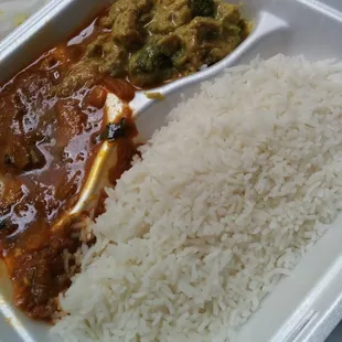 Fish curry and coconut chicken