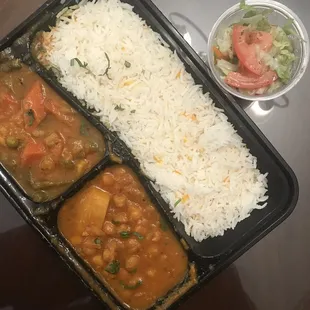 Channa masala &amp; vegetable curry lunch special