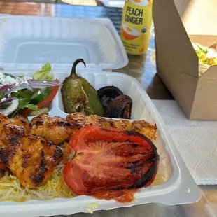 Chicken plate with Mediterranean food