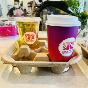 Peach tea and chai latte