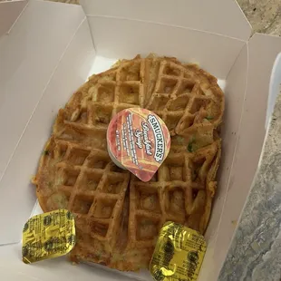 Chorizo cheddar waffle