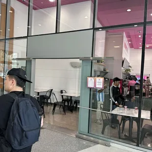 Inside entrance through the library