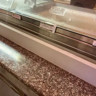a view of a refrigerated counter