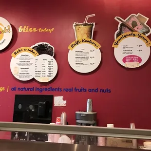The menu (not for all the ice creams)
