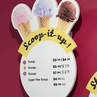 Menu scoops