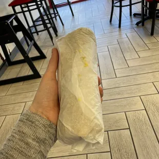 Custom breakfast burrito without meat. Holy crap! This thing is enormous!