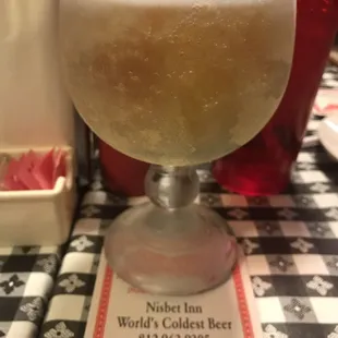 Worldest coldest beer in their fishbowl