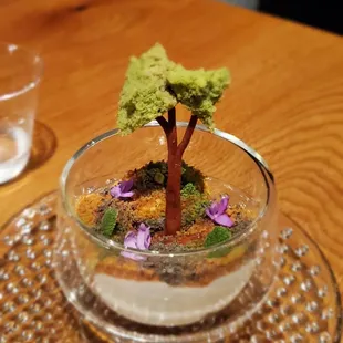 Black sesame cheesecake, strawberry, fresh goat cheese