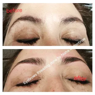 Eyebrows threading done by Nisha Masterbrow