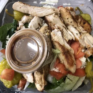 Greek salad with grilled chicken