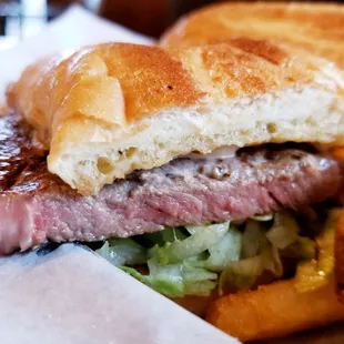 6-ounce Ribeye Steak Sandwich (Medium). Absolutely delicious and an all time personal favorite!