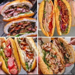 a collage of different sandwiches