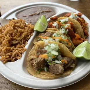 Pastor and cicharrones taco plate
