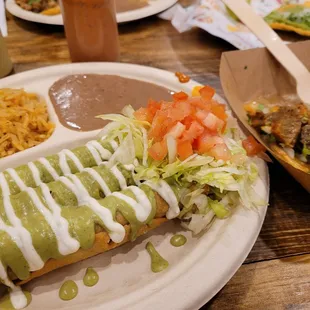Taquitos and chicharon taco