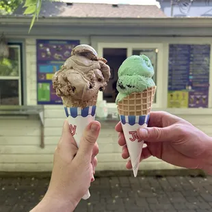 ice cream! coffee and mint chocolate chip