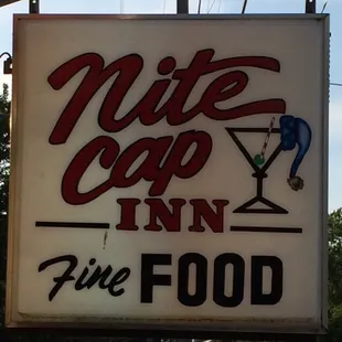 a sign for a fine food restaurant